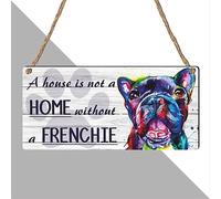 ‘A House Is Not a Home Without Dogs’ - Multi Breed Dog Lover Wall Sign Featuring Frenchie, Rottweiler, Greyhound, Dalmatian, Collie & Beagle, Dog Owners, (Frenchie, Small: 19 cm (H) × 9 cm (W))