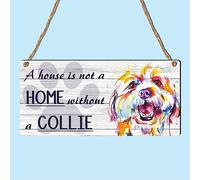 ‘A House Is Not a Home Without Dogs’ - Multi Breed Dog Lover Wall Sign Featuring Frenchie, Rottweiler, Greyhound, Dalmatian, Collie & Beagle, Dog Owners, (Collie, Large: 29 cm (H) × 13.5 cm (W))