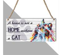‘A House Is Not a Home Without Dogs’ - Multi Breed Dog Lover Wall Sign Featuring Frenchie, Rottweiler, Greyhound, Dalmatian, Collie & Beagle, Dog Owners, (Cat, Small: 19 cm (H) × 9 cm (W))
