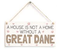 A House is Not A Home Without Great Dane - Handmade Cute Shabby Chic Style Wooden Dog Sign/Plaque