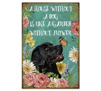 A House Without a Dog Is like a Garden Without Flower Vintage Black Dog Metal Warning Tin Sign Plaque Poster Retro Metal Wall Decorative Tin Painting Signs 8x12 Inch