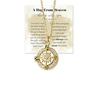 A Hug From Heaven Compass Necklace, Memorial Compass Pendant Necklace for Women, Guardian Angel Remembrance Necklace Jewelry Sympathy Gift for Loss of Loved One