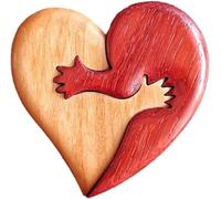 A Hug from My Heart for You Handmade Wood Carvings, A Hug from My Heart to Yours, Wooden a Hug from My Heart, Creative Wooden Pendant for Him and Her (D)