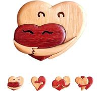 A Hug from My Heart for You Handmade Wood Carvings,A Hug from My Heart to Yours,Wooden a Hug from My Heart,Loving Hearts Wood Intarsia Pinback Button,Creative Wooden Pendant for Him and Her (Type C)
