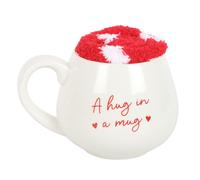 A Hug In A Mug Heart Mug and Sock Set Something Different White One Size