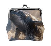 A Humpback Whale Coin Purse-Leather Kiss Lock Wallet Small Clutch