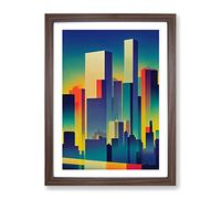 A Hypnotic City Skyline Abstract Framed Print | A4 Walnut Framed Wall Art | Ready to Hang | Abstract Cityscape Picture | Living Room Bedroom Lounge Office
