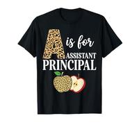 A is for Assistant Principal Leopard Apple School T-Shirt