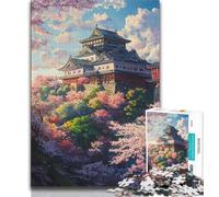 A Japanese Castle Puzzles for Teenagers Teens 1000pc Puzzle,Stress Reliever Staycation Kill Time with Matching Poster And Trivia Sheet (50x75cm)