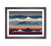 A Japanese Mountain Sunset Vol.2 Framed Print | A3 Walnut Framed Wall Art | Ready to Hang | Asian Landscape Picture | Living Room Bedroom Lounge Office