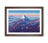 A Japanese Mountain Sunset Vol.3 Framed Print | A2 Walnut Framed Wall Art | Ready to Hang | Asian Landscape Picture | Living Room Bedroom Lounge Office