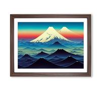 A Japanese Mountain Sunset Vol.4 Framed Print | A2 Walnut Framed Wall Art | Ready to Hang | Asian Landscape Picture | Living Room Bedroom Lounge Office