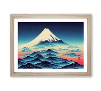 A Japanese Mountain Sunset Vol.7 Framed Print | A2 Oak Framed Wall Art | Ready to Hang | Asian Landscape Picture | Living Room Bedroom Lounge Office
