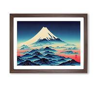 A Japanese Mountain Sunset Vol.7 Framed Print | A2 Walnut Framed Wall Art | Ready to Hang | Asian Landscape Picture | Living Room Bedroom Lounge Office