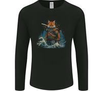 A Japanese Samurai Kitsune Bushido Ronin Mens Long Sleeve T-Shirt Black 2XL