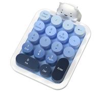 A.JAZZ AF18 Wireless Numeric Keyboard, 2.4G Portable Mini Number Pad, Retro 18-Key Compact Layout with Cute Detachable Bear Silicone Cover, Ergonomic Design for Laptop/PC/Office-Gradient Blue