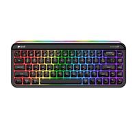 A.JAZZ AF68 Wireless Membrane Keyboard, 2.4 GHz/Type-C/BT 68% Layout 68-Key Gaming Keyboard, 4000mAh Battery, Translucent Keycaps RGB Lighting with Integrated Side Light Bar, Velvet Packaging, Black
