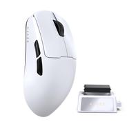 A.JAZZ AJ159 V2 SUPERLIGHT Wireless Gaming Mouse with Hot-Swappable Battery Design (Two Swappable 300mAh Battery Packs & Charging Dock), Ultra-Light 54g, Pixart PAW3395, 32000 DPI, for PC/MAC (White)