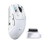 A.JAZZ AJ159 V2 SUPERLIGHT Wireless Gaming Mouse with Hot-Swappable Battery Design (Two Swappable 300mAh Battery Packs & Charging Dock), Ultra-Light 54g, Pixart PAW3395, 32000DPI, for PC/MAC (White 2)