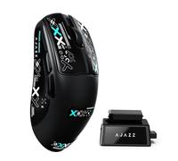 A.JAZZ AJ159 V2 SUPERLIGHT Wireless Gaming Mouse with Hot-Swappable Battery Design (Two Swappable 300mAh Battery Packs & Charging Dock), Ultra-Light 54g, Pixart PAW3395, 32000DPI, for PC/MAC (Black 2)