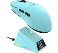 A.JAZZ AJ159APEX 8Khz Wireless Gaming Mouse Ultralight 56g with Magnetic Screen Charging Dock 42000DPI PAW3950 Sensor Tri Mode BT/2.4Ghz/Type-c Wired Programmable for Esport FPS PC Mac Gamer(Blue)