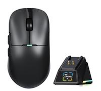 A.JAZZ AJ159PMCPRO Wireless Gaming Mouse with RGB Charging Dock, 57g SUPERLIGHT, Tri-mode BT/2.4G/ USB Wired Computer Mice, PixArt PAW3311 Optical Sensor 24000 DPI for PC/Mac/Win11/PS - Black