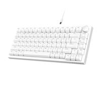 A.JAZZ AK820 75% TKL Wired Mechanical Keyboard,Hot-Swappable Blue Switch,Gasket Mount Gaming keyboard Blue Light,82 Keys with CNC Volume Knob,Poron Foam,OEM PBT Keycaps for PC/WIN/MAC-White