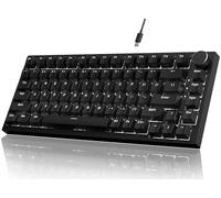 A.JAZZ AK820 Wired Mechanical Gaming Keyboard 75%,Hot Swappable,Gasket with Knob,Upgraded Socket& 5-Layer Noise Absorbing Foams,82 Keys,White LED Backlit,NKRO for PC/Win/Mac(Black/Red Switch)