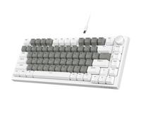 A.JAZZ AK820 Wired Mechanical Keyboard,Full-key Hot-Swappable Gasket Gaming keyboard White Light 75% Layout,82 Keys with CNC Volume Knob,Poron Foam,PBT Keycap HP-like Switch,Poron Foam-White Grey