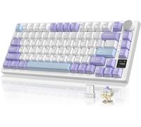 A.JAZZ AK820PRO Wireless Mechanical Keyboard,2.4G/BT5.0/USB-C Gaming Keyboard 75% Layout 81 Keys with TFT Color Display&CNC Knob,RGB Backlight Hot-Swap,PBT Keycap,4000mAh Battery-Purple（Linear Switch）