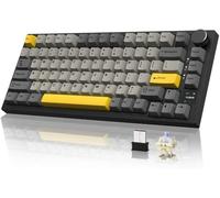 A.JAZZ AK820PRO Wireless Mechanical Keyboard,2.4GHz/BT5.0/USB-C Gaming Keyboard 75% Layout 81 Keys with TFT Color Display&CNC Knob,RGB Backlight Hot-Swap,PBT Keycap,4000mAh Battery-Gray（Linear Switch）
