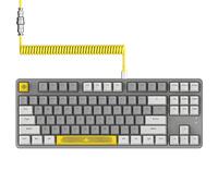 A.JAZZ AK873-75% Wired Gaming Keyboard-Hot Swappable Red Switch Mechanical Keyboard-Coiled Usb C Cable-LIGHTSYNC RGB TKL 80% Compact 87 Keys PBT Keycaps-Detachable Magnetic Cover for PC/Mac-LightGrey