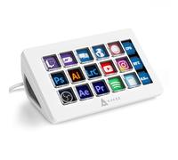 A.JAZZ AKP153 Stream Studio Controller Keypad Type-c Wired with 15 Macro LCD Key&1 Side Screen Display Detachable Stand for Multi Action Triggered in Win MAC Twitter TikTok YouTube OBS App(White)