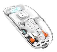 A.JAZZ Wireless Bluetooth5.1&2.4G Mini Lightweight Mouse,Transparent Clear Cool,Rechargeable Silent Computer Mice,Nano USB C Receiver,LED Battery Magic Silm for Office/PC/Mac/Laptop/Apple/ipad(White)
