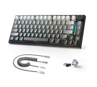 A.JAZZ X ATTACK SHARK X820Ultra Wireless Mechanical Keyboard with Coiled Cable, 2.4G/BT/USB-C Wired, 75% Layout 80-Key with TFT Color Display & CNC Knob,RGB Hot-Swap, 4000mAh-Black/Shark Switch