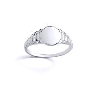 (A) Jewelco London Kids Sterling Silver Watch Strap Round Signet Ring - GVR25K