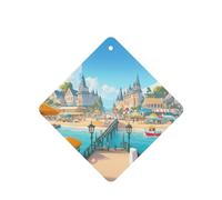 A joyful holiday by the seaside 4 Pcs Car Air Freshener Cards, Hanging Disposable Card Fresheners for Vehicles, Lavender Scented