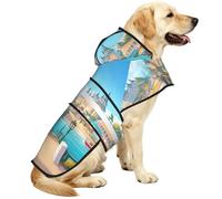 A Joyful Holiday By The Seaside Waterproof Dog Raincoat And Rain Jacket For Small Medium Large Dogs With Reflective Stripes And Adjustable Belly Strap