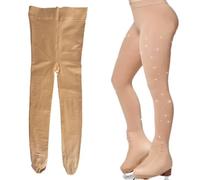 A&K L'YDIA Ice Skating Socks Roller Skating Socks Spiral Figure Skating Socks Tights Crystal for Child/Adult Women Dance, Nube, 10-15