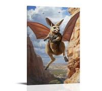 A Kangaroo in A Glider Suit Leaps from A Cliff, Soaring with A Confident Smile. Wall Art Mural Modern Decoration Hanging Art Poster 24x36inch(60x90cm)