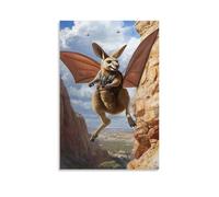 A Kangaroo in A Glider Suit Leaps from A Cliff, Soaring with A Confident Smile. Wall Art Mural Modern Decoration Hanging Art Poster 16x24inch(40x60cm)