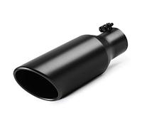 A-KARCK Exhaust Tip 2.5 Inch Inlet, 2.5 Inch Inlet 4 Inch Outlet 12 Inch Long Black Coated Finish Muffler Tip For Truck Tailpipe, Stainless Steel Rolled Edge