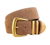 A Khaki,100CM/39.4'',Genuine Leather Wide Belts for Women with Gold Buckle, Trendy Elegant Brown Suede Belt Women for Jeans Dress Pants Coat, Fashion Accessories