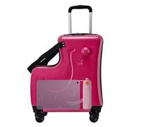a Kids Suitcase - 3 Digit Password Lock, Safe Travel Box | 20 Inch Moldista with Seat Belt, Pedals and Handlebar, Travel Cart for Kids and Di, Rose Red, Consulte la descripción, See