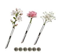 A Kind Brooch For Flowers,3 Pieces Artistic Stainless Steel Handcrafted Holder, Branch Flower Insert Brooch, For Family Mother's Day Party Home School Daily Holiday Birthday Message Blessing