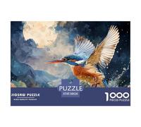 A Kingfisher Bird 1000 Piece Sturdy Cardboard Jigsaw Puzzles Blue Bird Stress Releasing Creative Game Puzzles for Toddlers 38x26cm/1000pcs