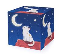 A Kitten Looking at The Moon Magic Cube,The Original 3x3 Cube,Speed Cube Problem-Solving Brain Teaser,Easy Turning Sensory Puzzle Toy,Sensory Stress Relief Form Fidget Toys