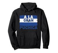 A La Gran Puchica El Salvador Flag Distressed Pullover Hoodie