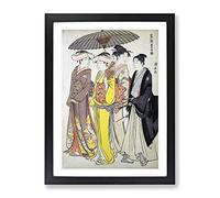 A Lady & Maids By Torii Kiyonaga Asian Japanese Framed Print | A2 Black Framed Wall Art | Ready to Hang | Asian Nature Picture | Living Room Bedroom Lounge Office