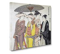 A Lady & Maids by Torii Kiyonaga Canvas Print | Gallery Wrapped 30mm Frame Wall Art | 14x14 inches | Ready to Hang | Modern People Picture | Living Room Bedroom Lounge Office